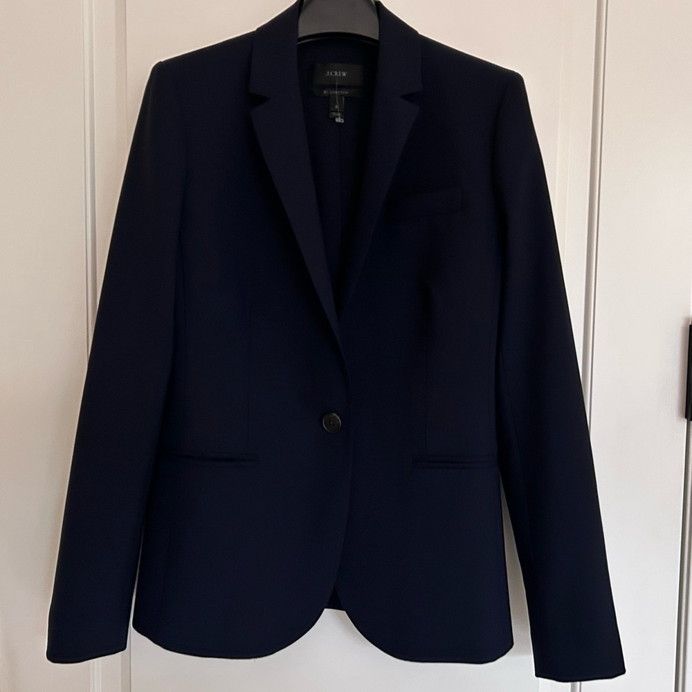 NEW J. CREW NAVY BI-STRETCH CAMPBELL BLAZER SIZE 2 - Picture 2 of 8